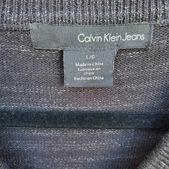 Calvin Klein Jeans Black Flecked Pullover Sweater Men's Size Large - Picture 2 of 10